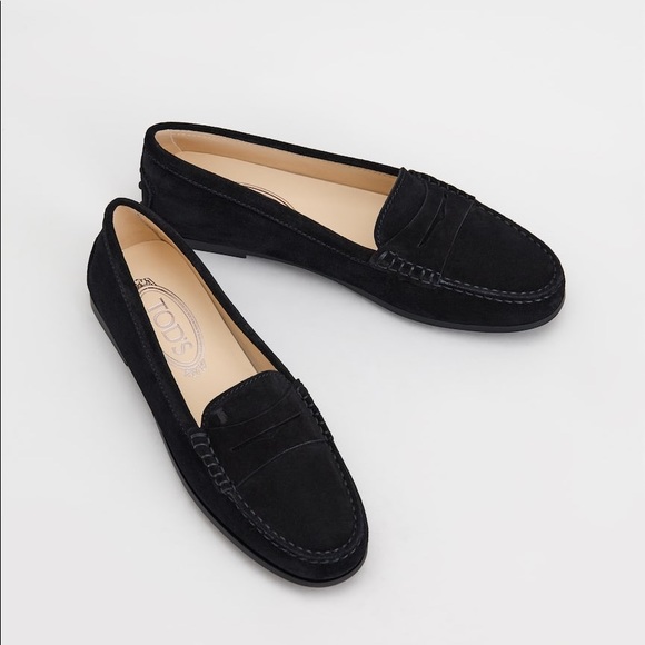 Tod's Suede Gommino Driving Shoes Black Loafers - Picture 3 of 5